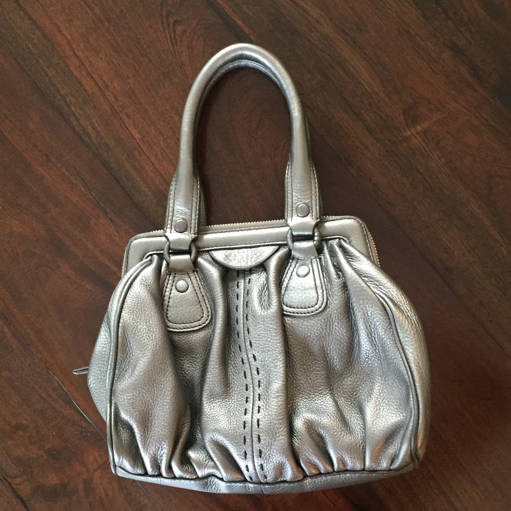Cole Haan Silver Bronze Leather Handbag!